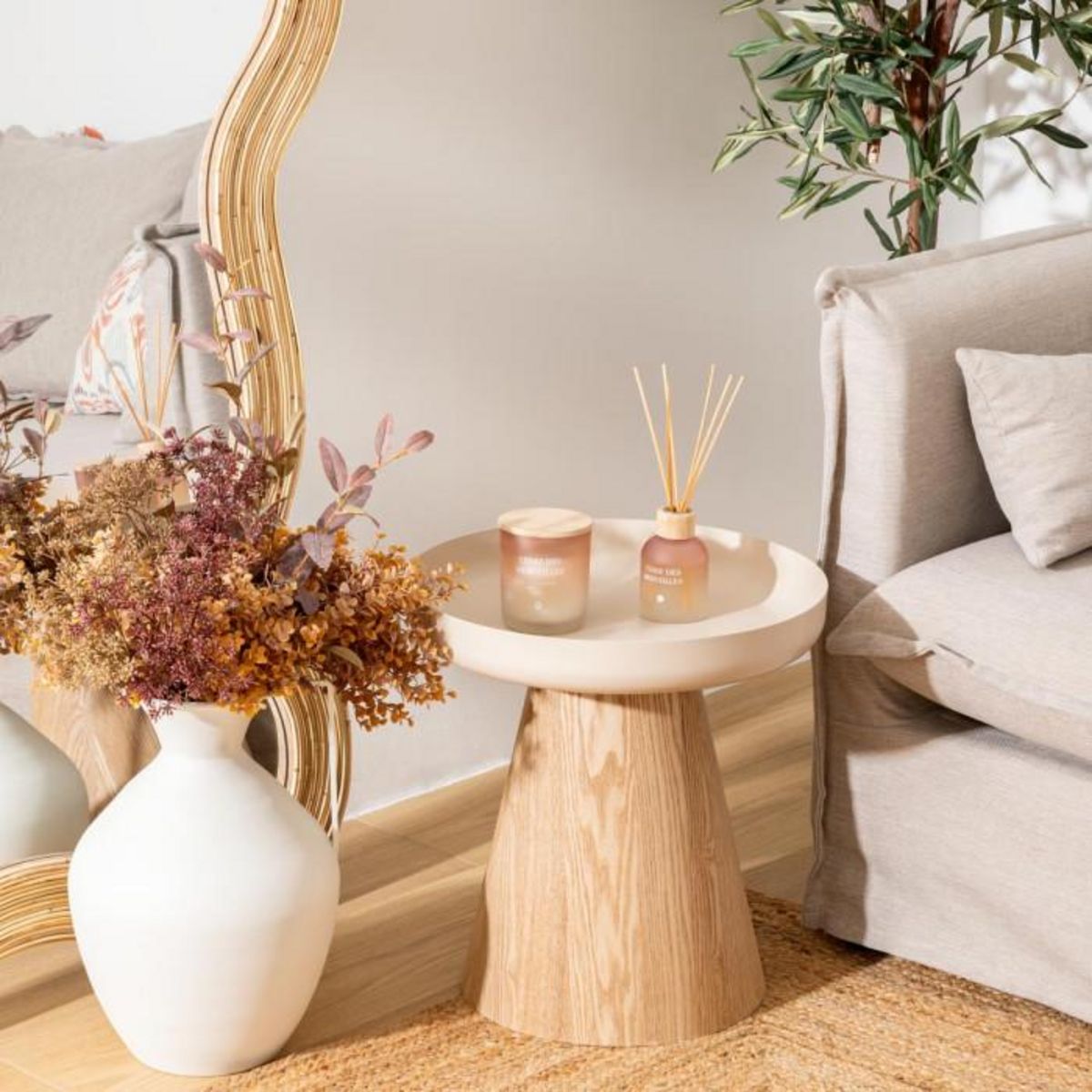 ATMOSPHERA Table d'Appoint Design  Hercyna  41cm Beige