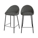 MAISON PAVANE Lot de 2 chaises pour îlot central 65 cm en tissu bouclette gris-Misty