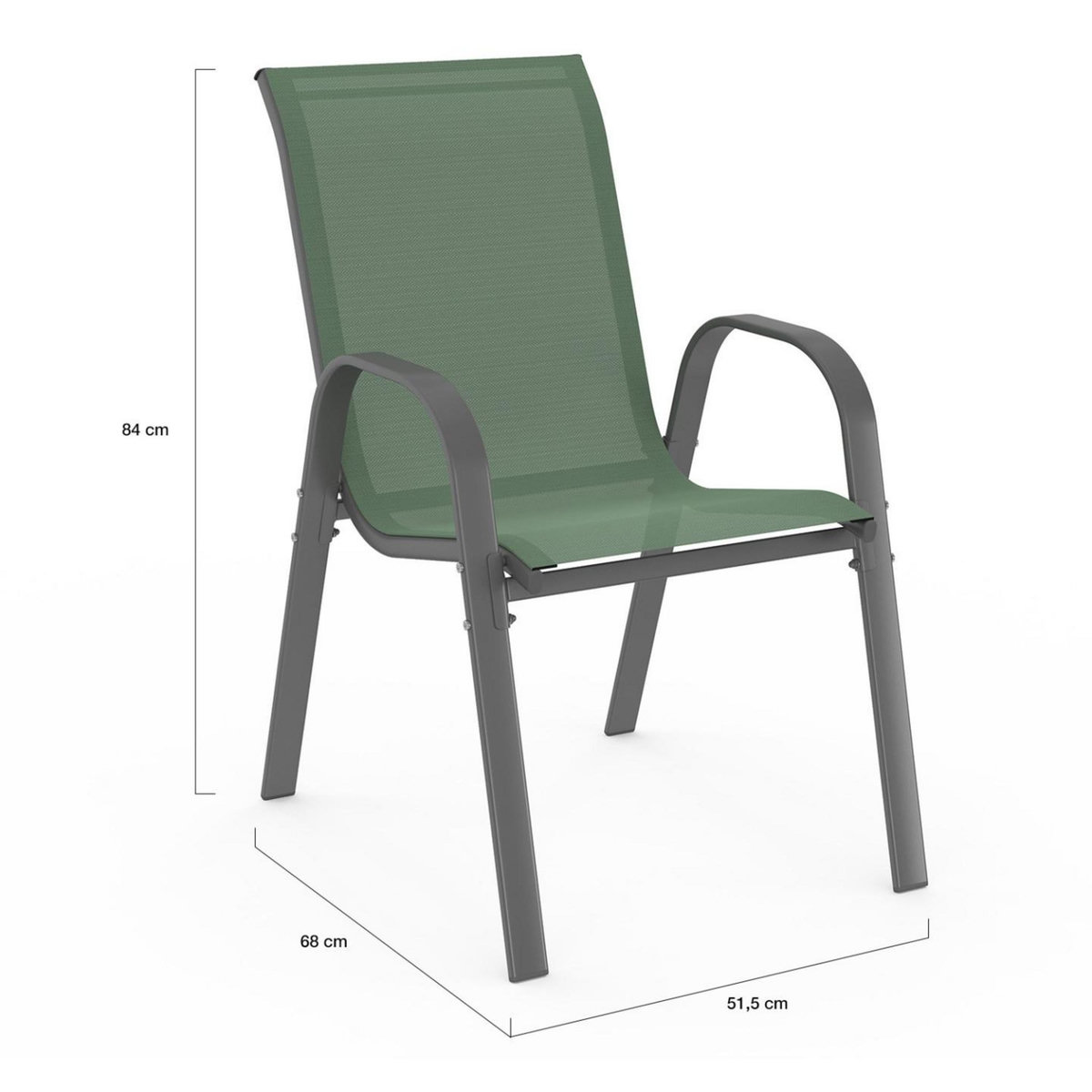 ID MARKET Salon de jardin MADRID table 190 cm et 8 chaises empilables vert olive