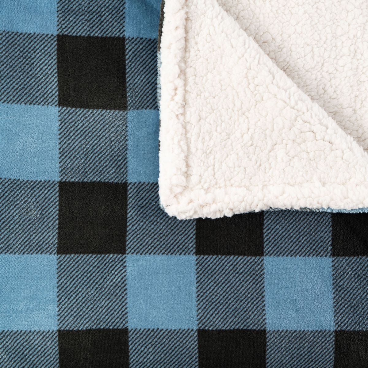 ACTUEL Plaid imprimé carreaux double face flanelle/sherpa 