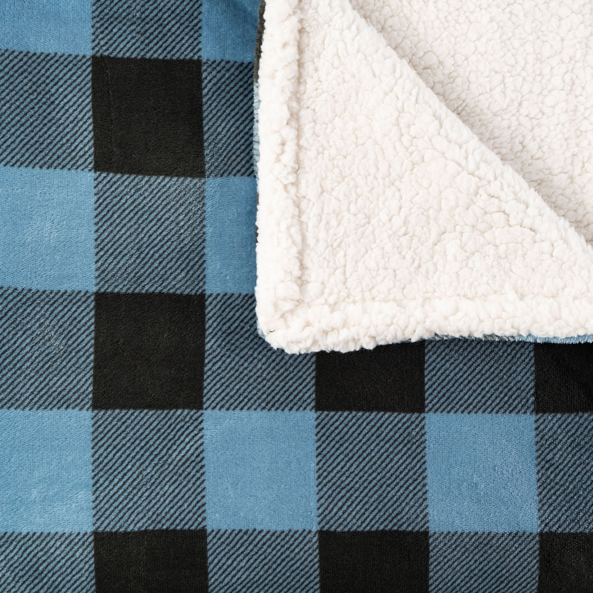 ACTUEL Plaid imprimé carreaux double face flanelle/sherpa 