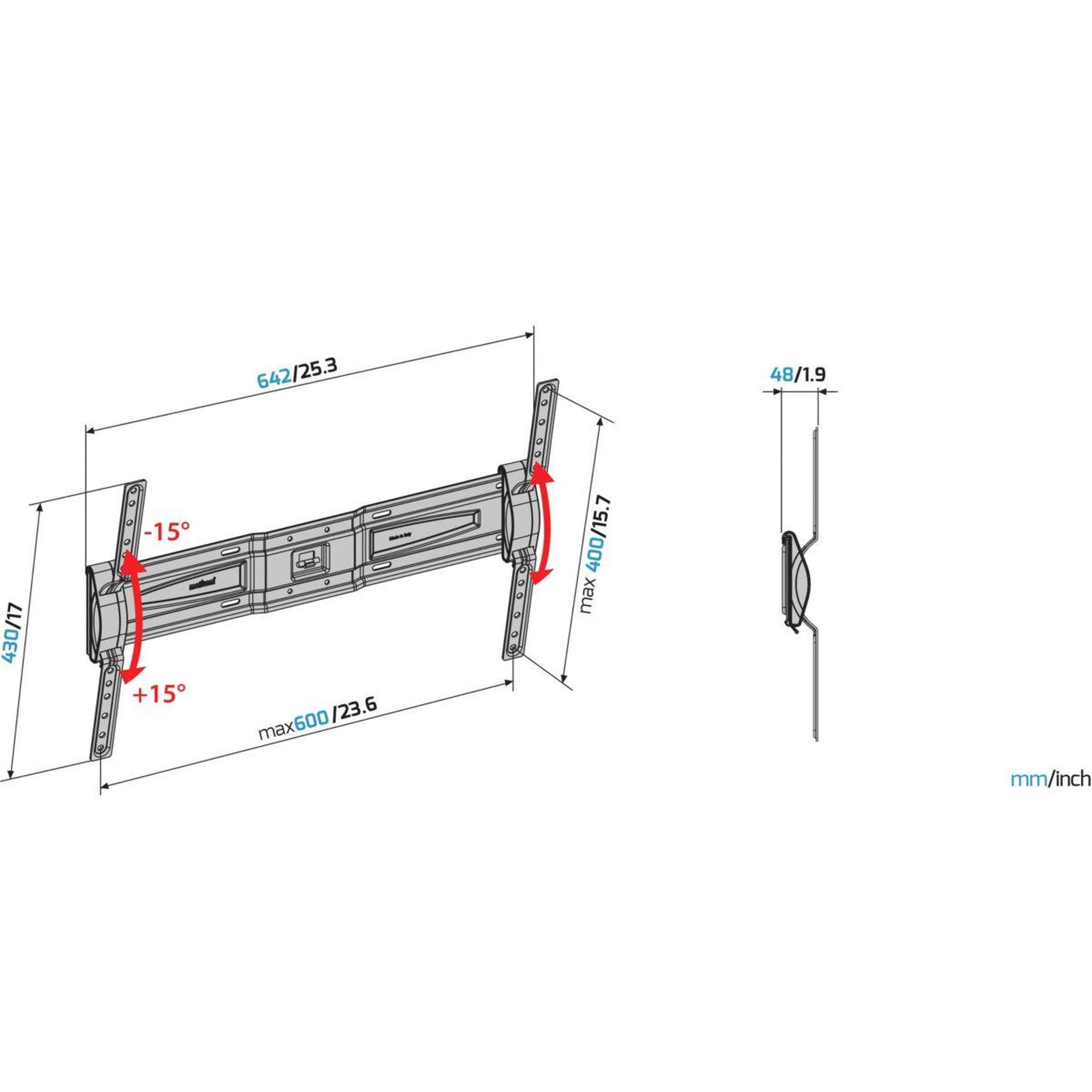 Voir la diapositive 5 : Meliconi Support mural tv inclinable gs t600 - tv 50-82p