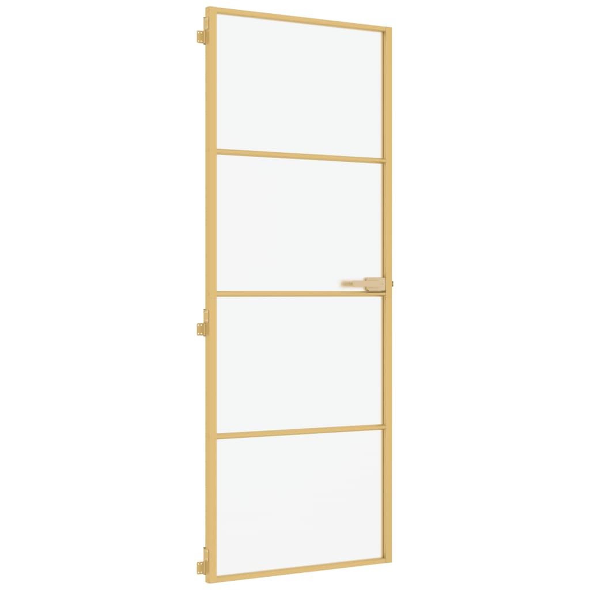 Voir la diapositive 2 : VIDAXL Porte interieure mince dore 76x201,5 cm verre trempe aluminium