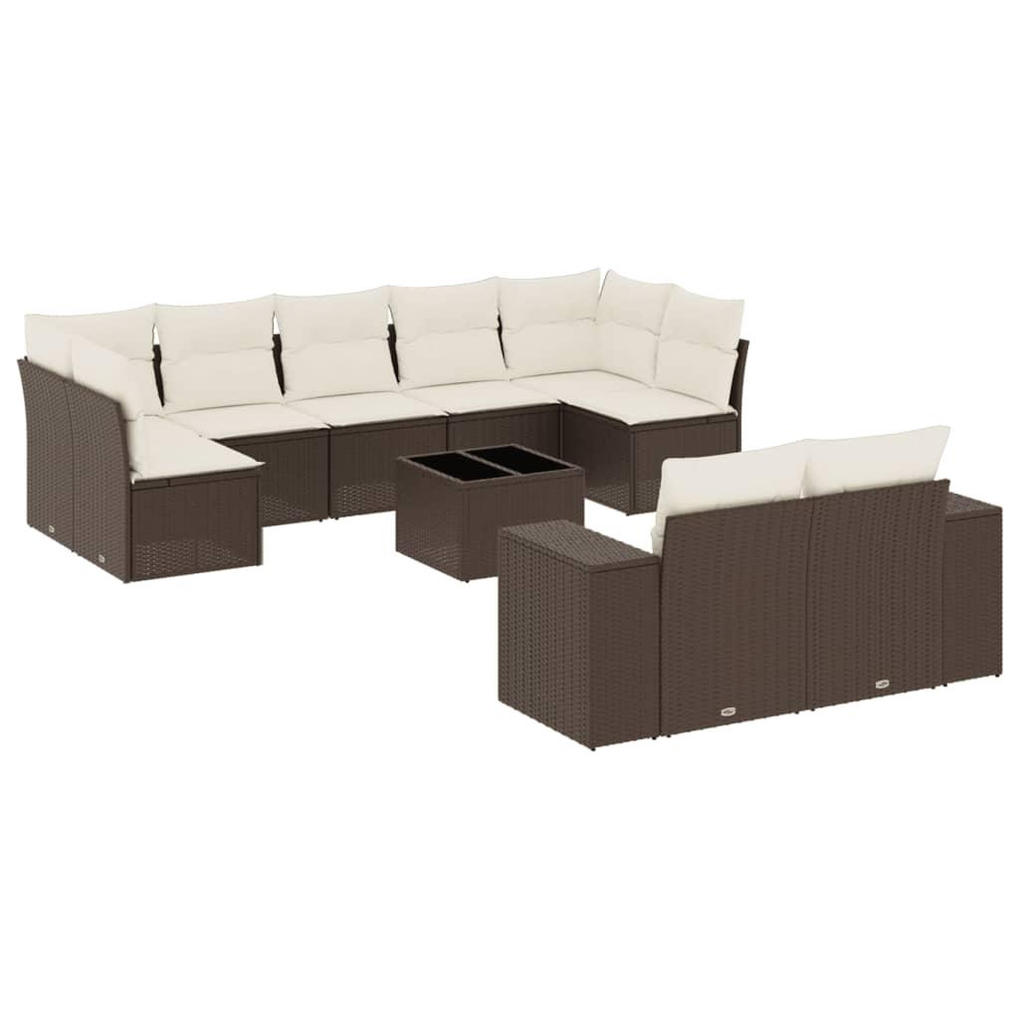 Voir la diapositive 2 : VIDAXL Salon de jardin 10 pcs avec coussins marron resine tressee