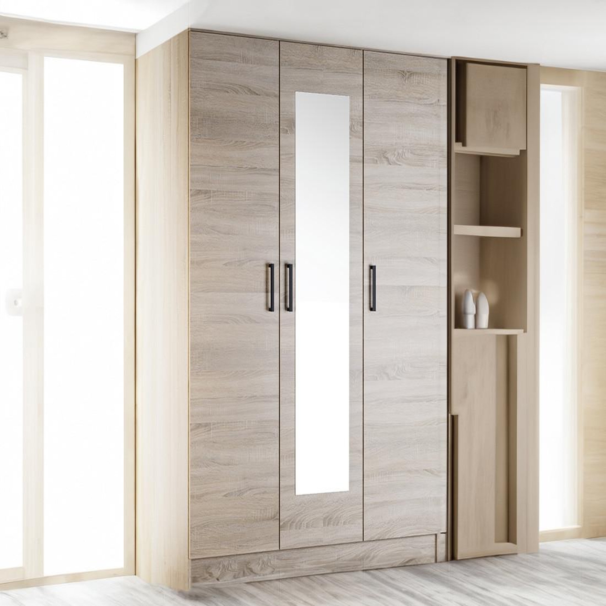 Voir la diapositive 2 : BEST MOBILIER Hayato - armoire - effet bois - 135 cm