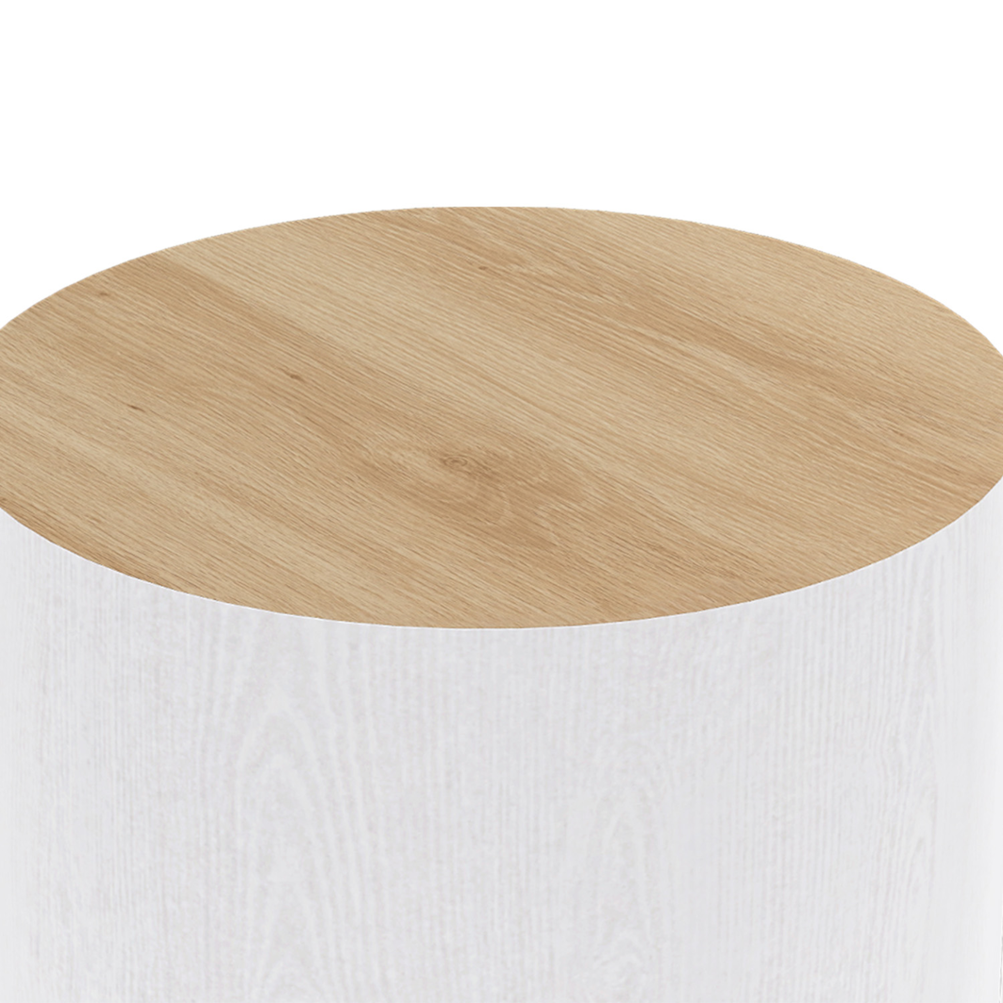 Voir la diapositive 5 : ID MARKET Lot de 2 tables basses cylindres gigognes galia bois et blanc