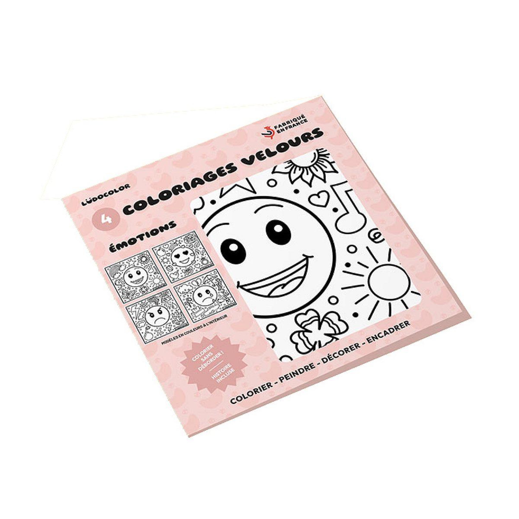 LUDOCOLOR Lot de 4 coloriages velours les emotions