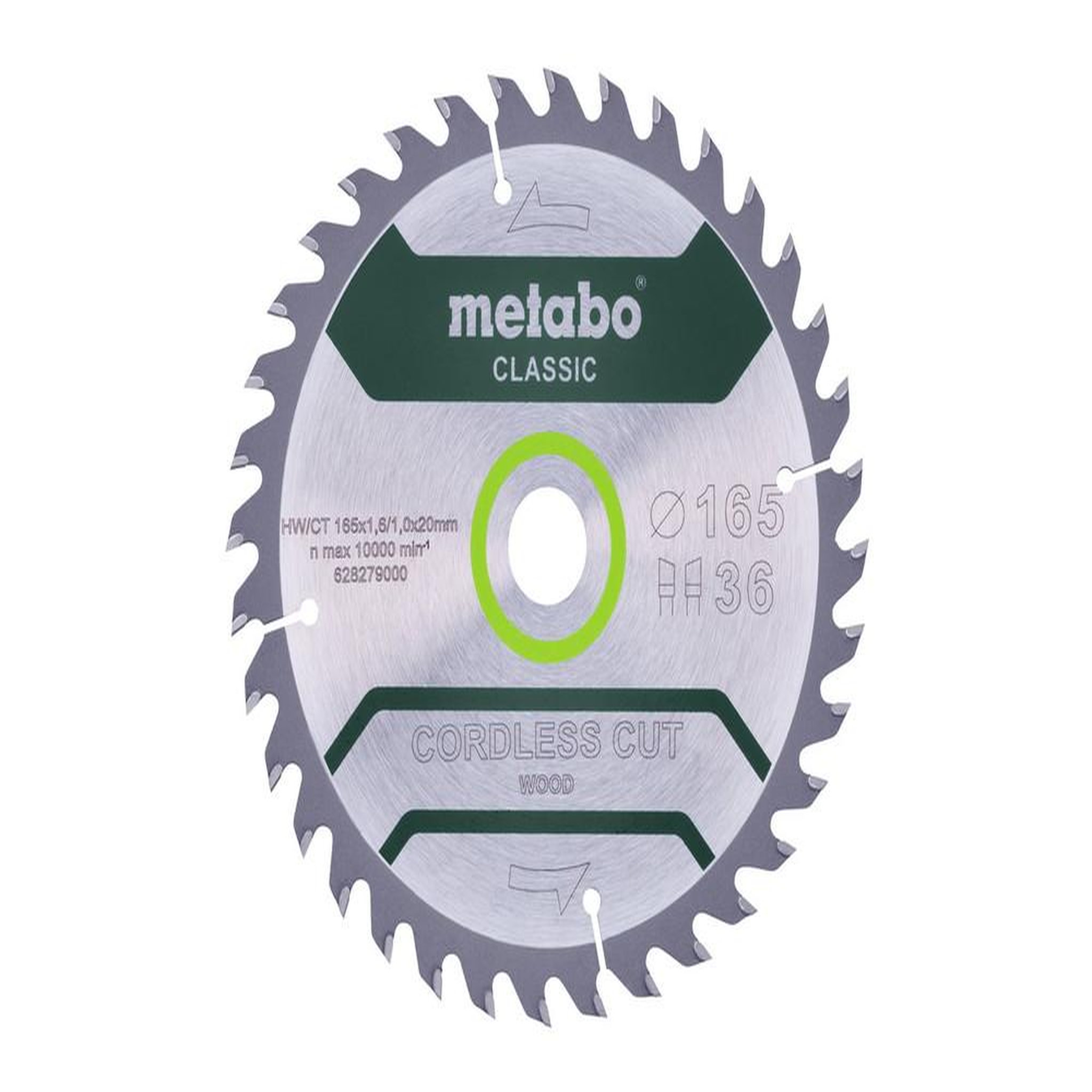 METABO SAS Lame Classic  Cordless Cut Wood  HW/CT 165x20, 36 WZ 15° pour scie circulaire