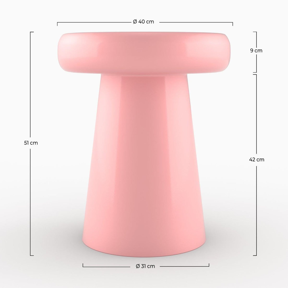 Rendez vous déco Table d'appoint ronde en métal rose D40 cm-Anouk