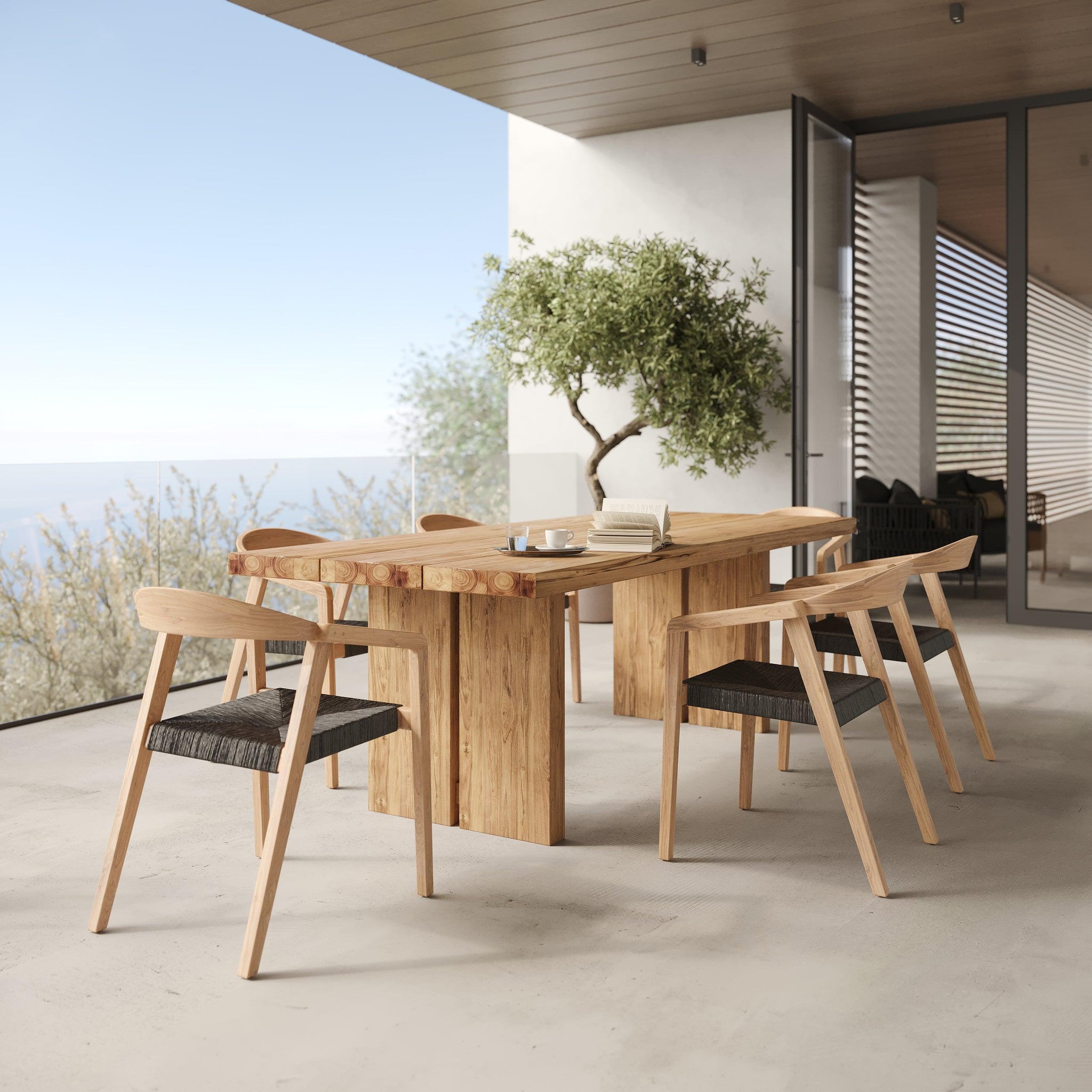 Voir la diapositive 5 : MAISON PAVANE Chaise de jardin en bois de teck recyclé et rotin synthétique-malio