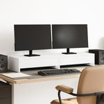 VIDAXL Support de moniteur avec tiroirs blanc bois d ingénierie