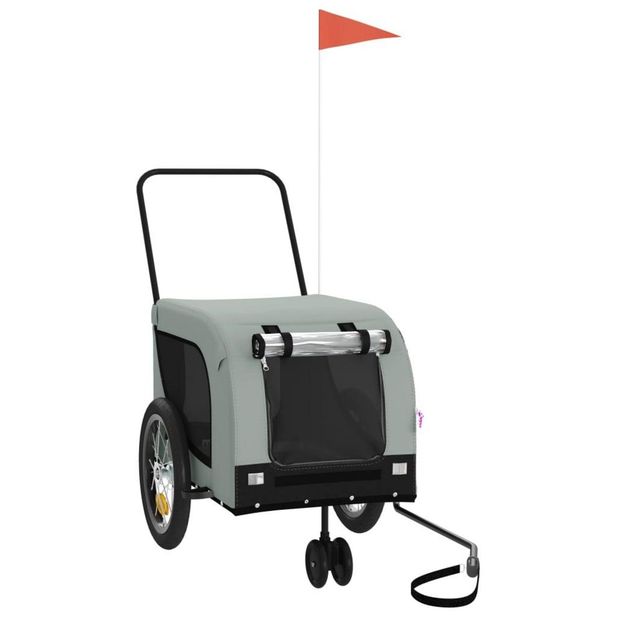 VIDAXL Remorque de velo pour animaux de compagnie gris et noir