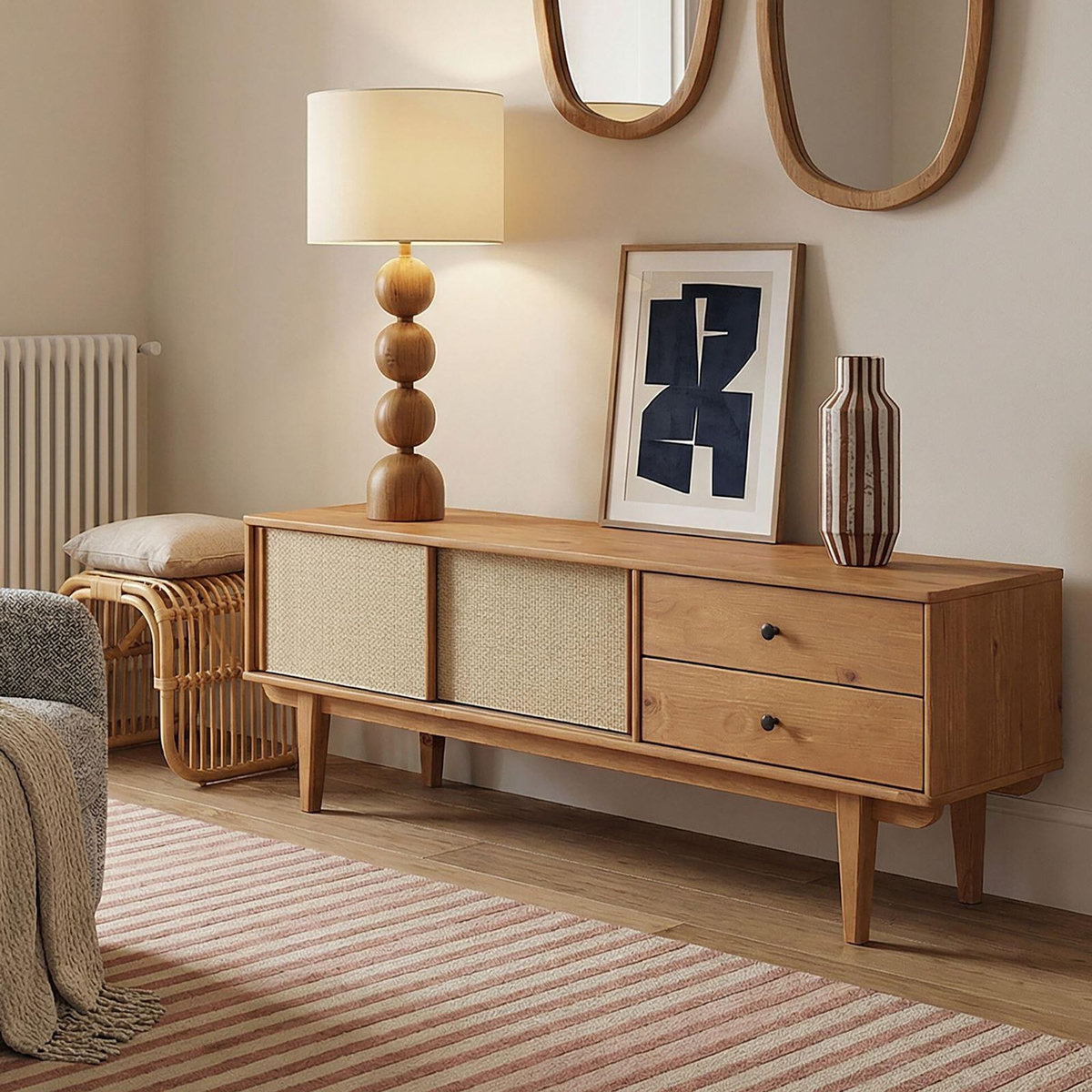 IDIMEX Meuble TV SIMONA L 175 cm en bois massif