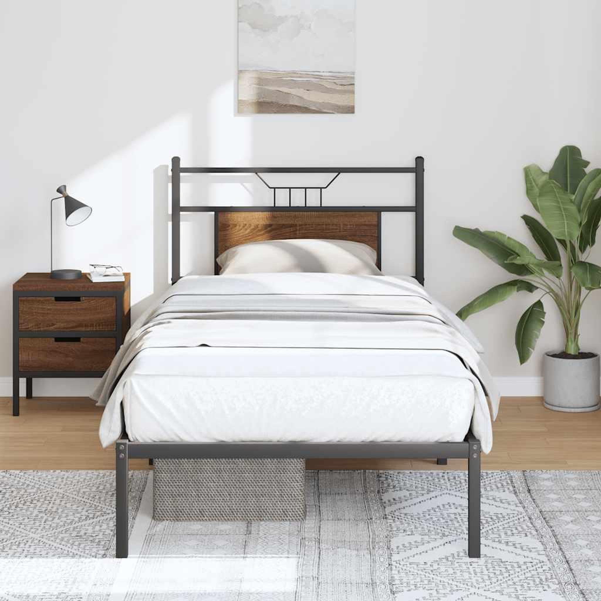 Voir la diapositive 4 : VIDAXL Cadre de lit sans matelas chene marron 90x190cm bois ingenierie