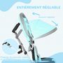 Voir la diapositive 5 : HOMCOM Tricycle enfant évolutif pare-soleil pliable canne télescopique amovible acier bleu turquoise