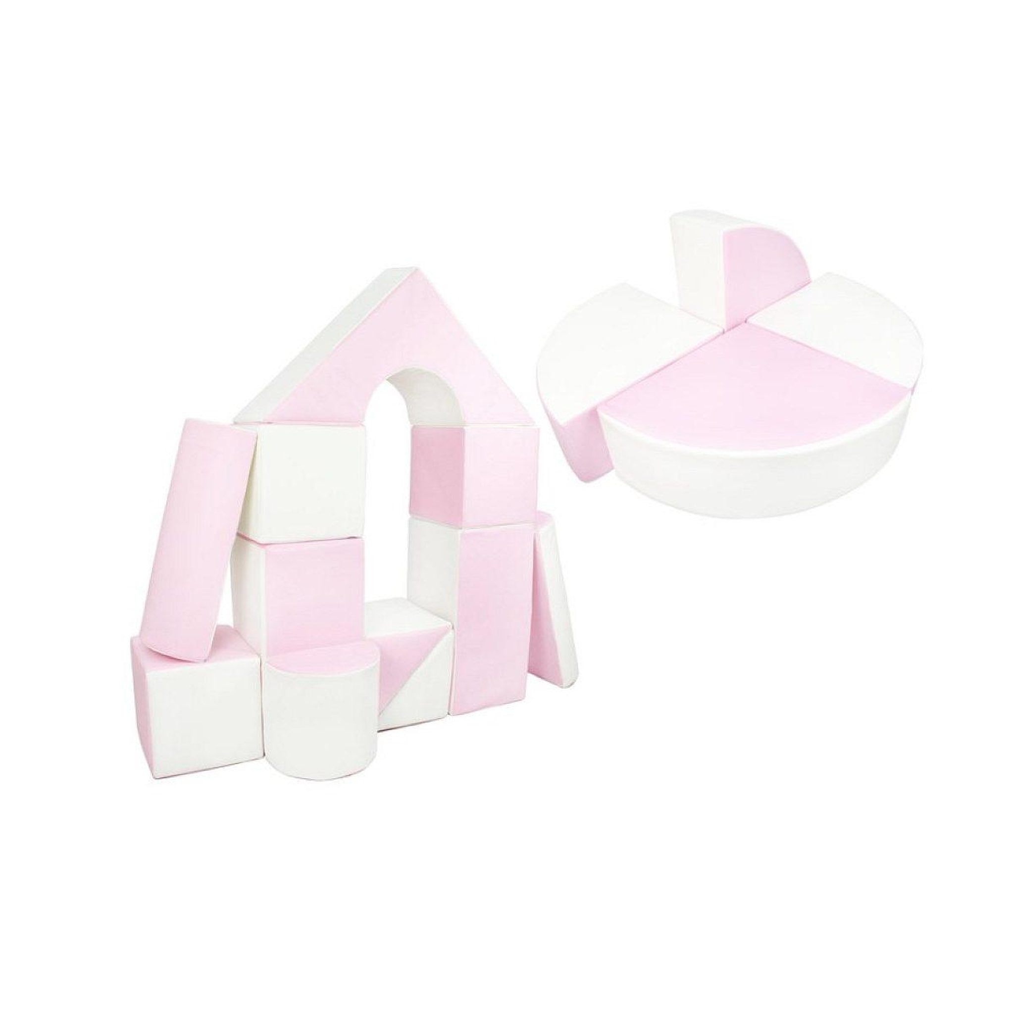 VELINDA Set de 15 blocs en mousse le jeu blanc rose pastel