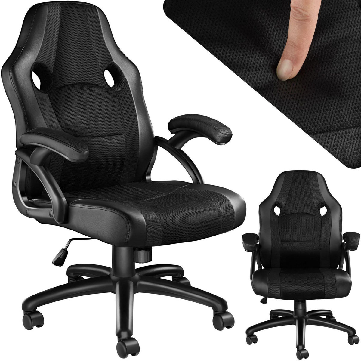 tectake Chaise de bureau à forme ergonomique noir