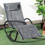 Voir la diapositive 2 : OUTSUNNY Chaise longue à bascule rocking chair design contemporain métal textilène gris chiné