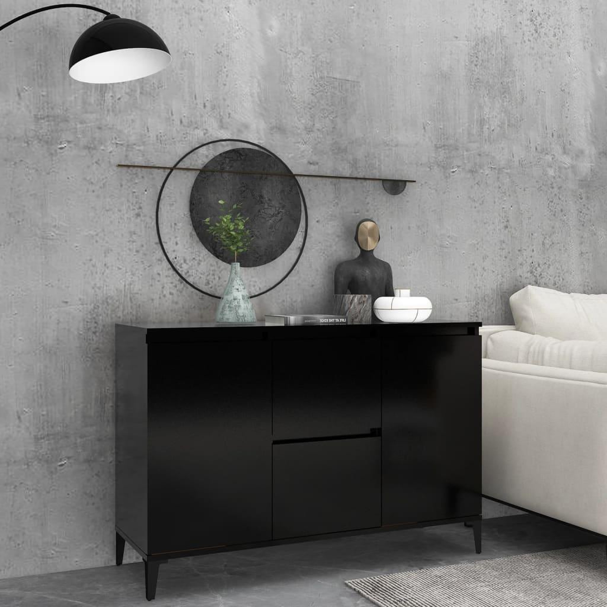 Voir la diapositive 1 : VIDAXL Buffet noir 104x35x70 cm bois d'ingenierie