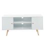 Voir la diapositive 2 : Meuble TV  2 portes pieds bois massif L116cm MALMO