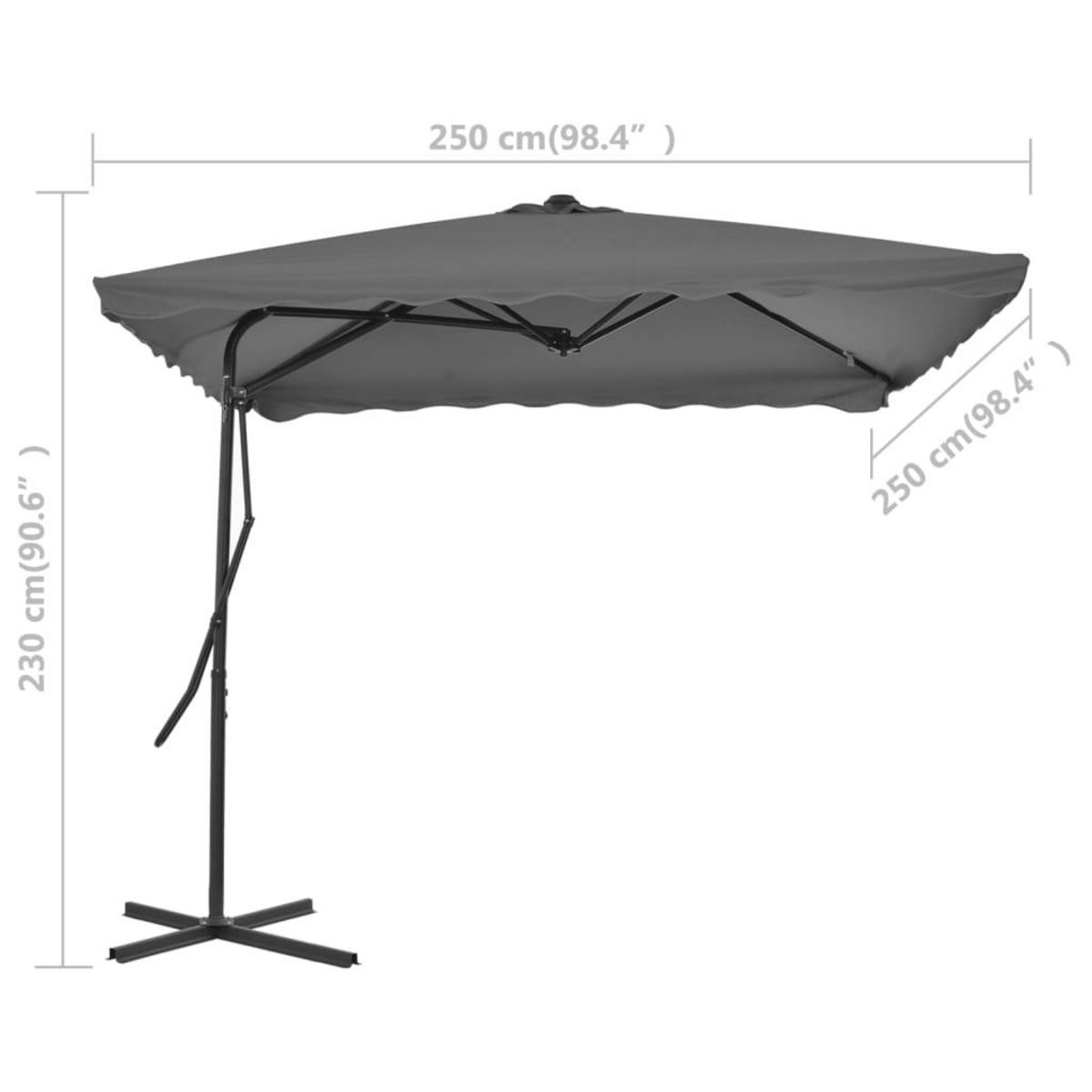 VIDAXL Parasol d'exterieur avec mat en acier 250 x 250 cm Anthracite