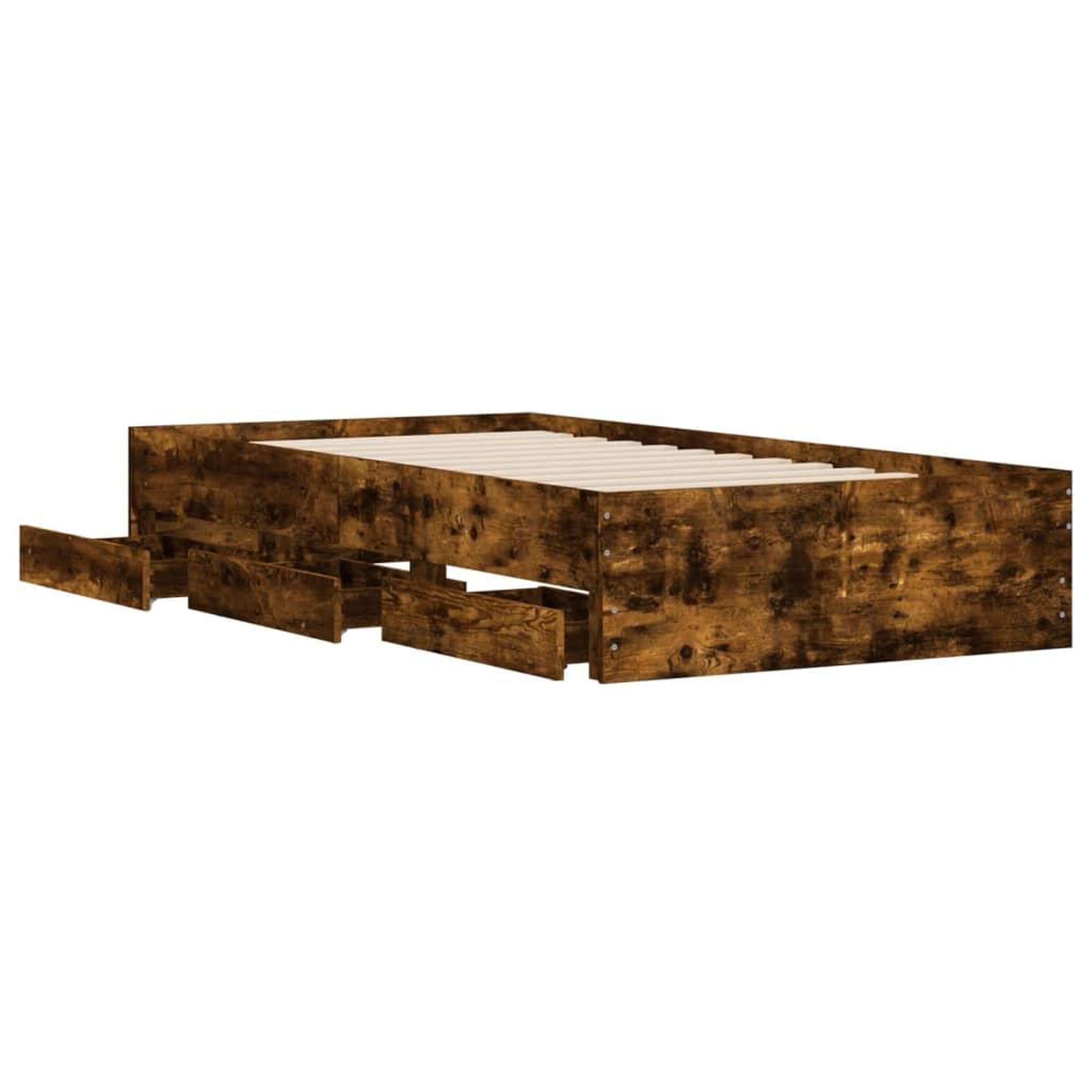 Voir la diapositive 5 : VIDAXL Cadre de lit avec tiroirs sans matelas chene fume 75x190 cm