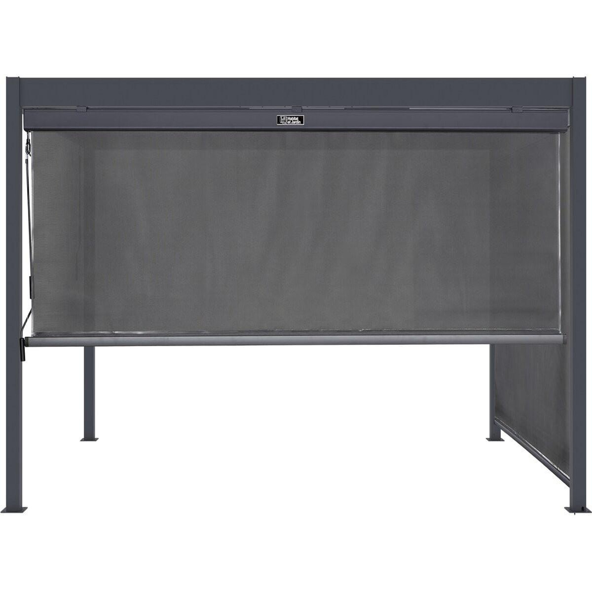 Voir la diapositive 4 : Habitat et Jardin Pergola bioclimatique avec 2 stores en aluminium  windsor  - 3 x 4 m - gris