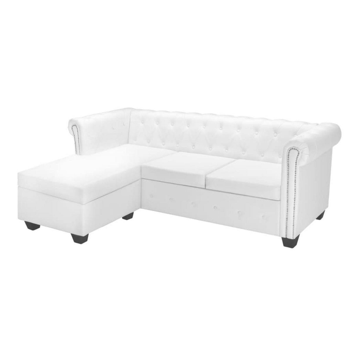 VIDAXL Canape Chesterfield en forme de L cuir synthetique blanc