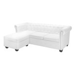 VIDAXL Canape Chesterfield en forme de L cuir synthetique blanc