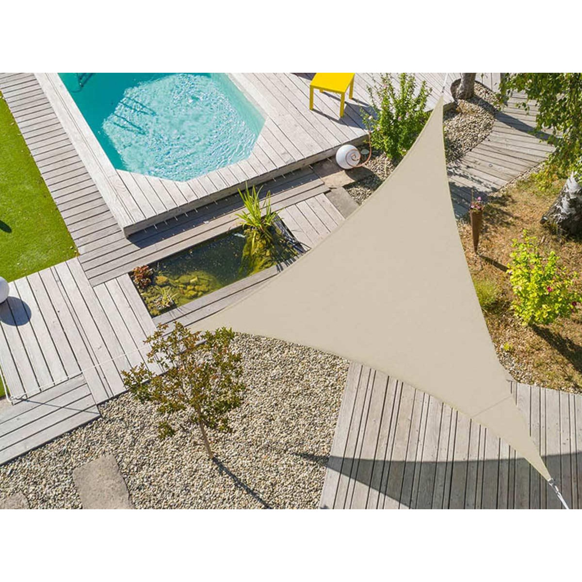 Jardiline Voile d'ombrage triangulaire Flex 5 x 5 x 5 m - Ivoire - Jardiline