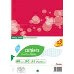 AUCHAN Lot de 3 cahiers piqués polypro 21x29,7cm 96 pages grands carreaux Seyes motif ronds
