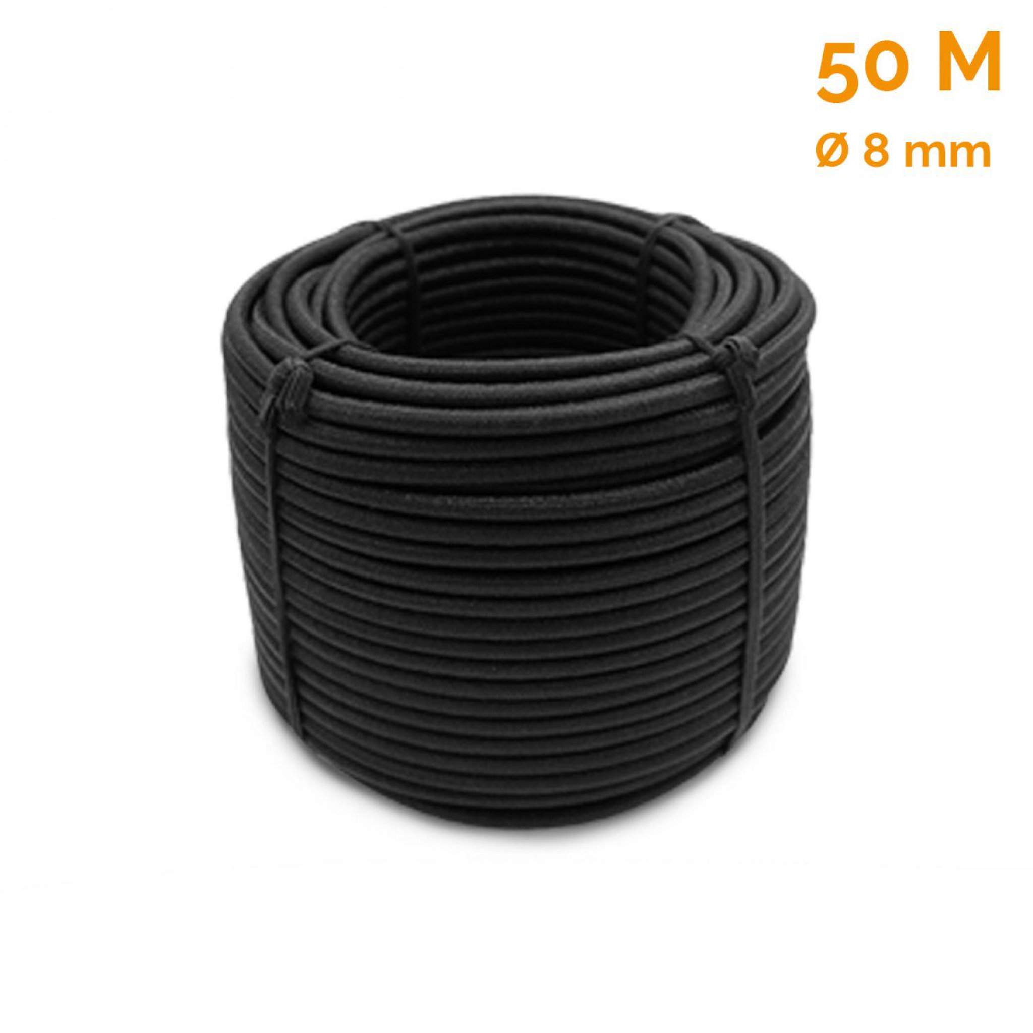 Voir la diapositive 2 : LINXOR Bobine, rouleau de tendeur élastique - 50 mètres x 8 mm - Noir