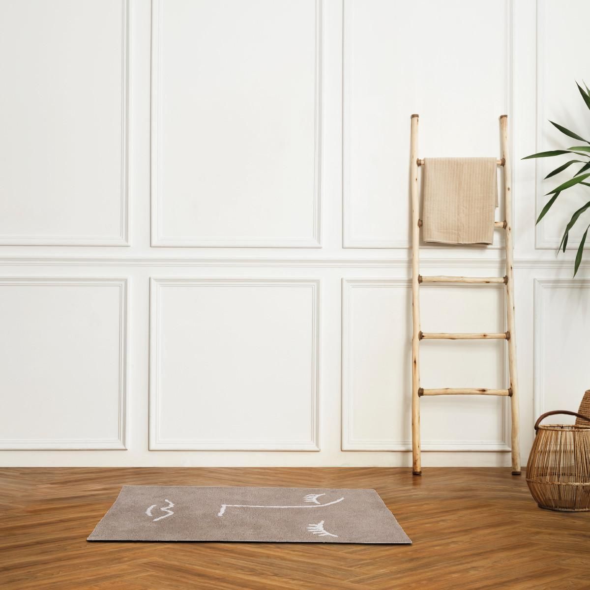 GUY LEVASSEUR Tapis de bain déco visage en coton 50x80cm