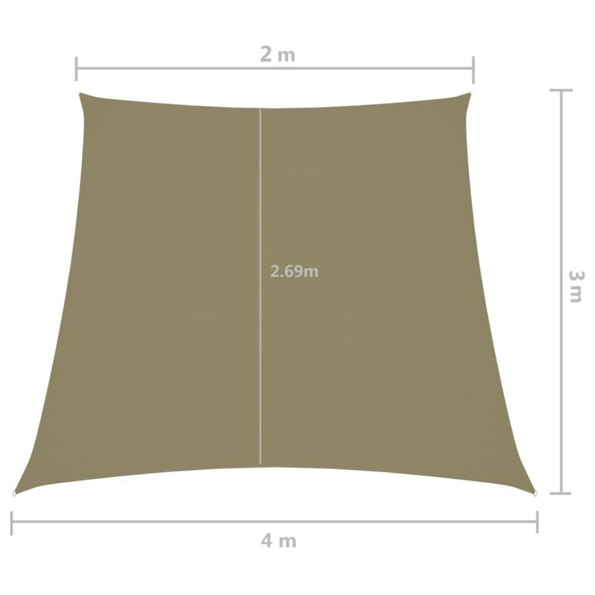 VIDAXL Voile de parasol Tissu Oxford trapeze 2/4x3 m Beige
