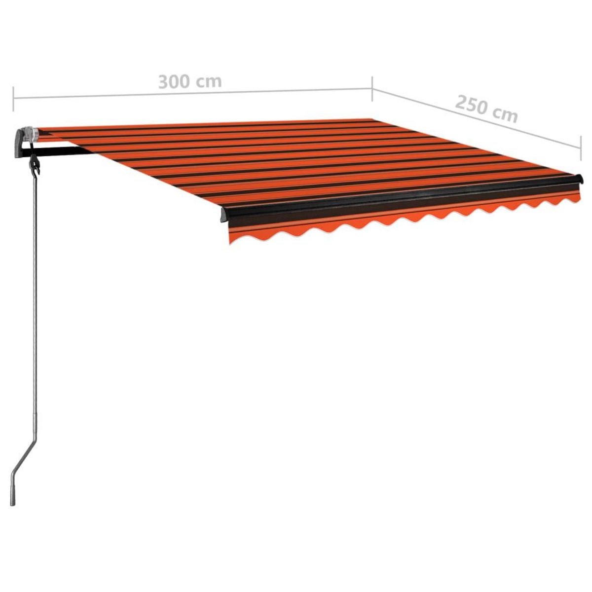 VIDAXL Auvent manuel retractable avec LED 300x250 cm Orange et marron