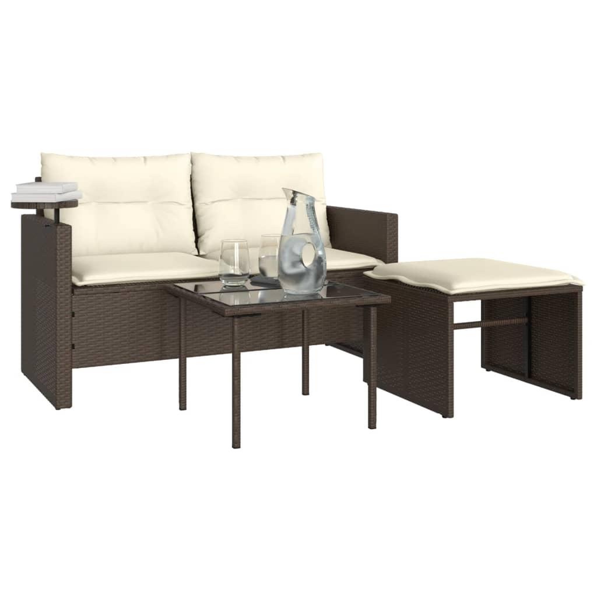 Voir la diapositive 4 : VIDAXL Salon de jardin avec coussins 3 pcs marron resine tressee