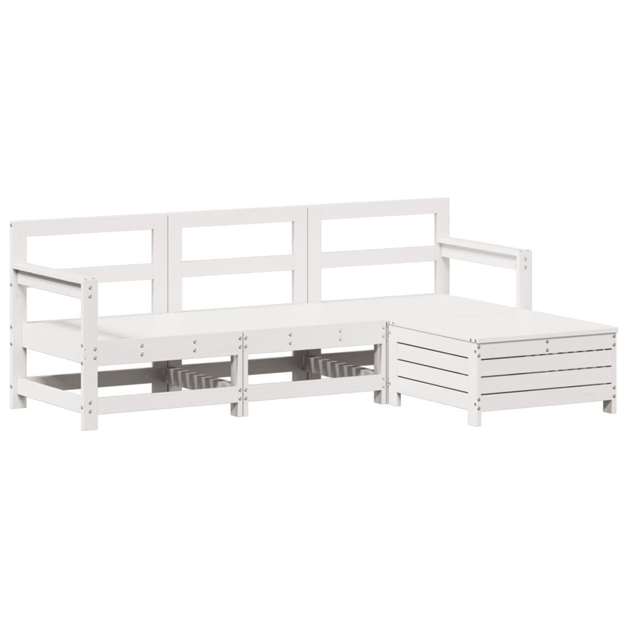 Voir la diapositive 2 : VIDAXL Salon de jardin 4 pcs blanc bois de pin massif