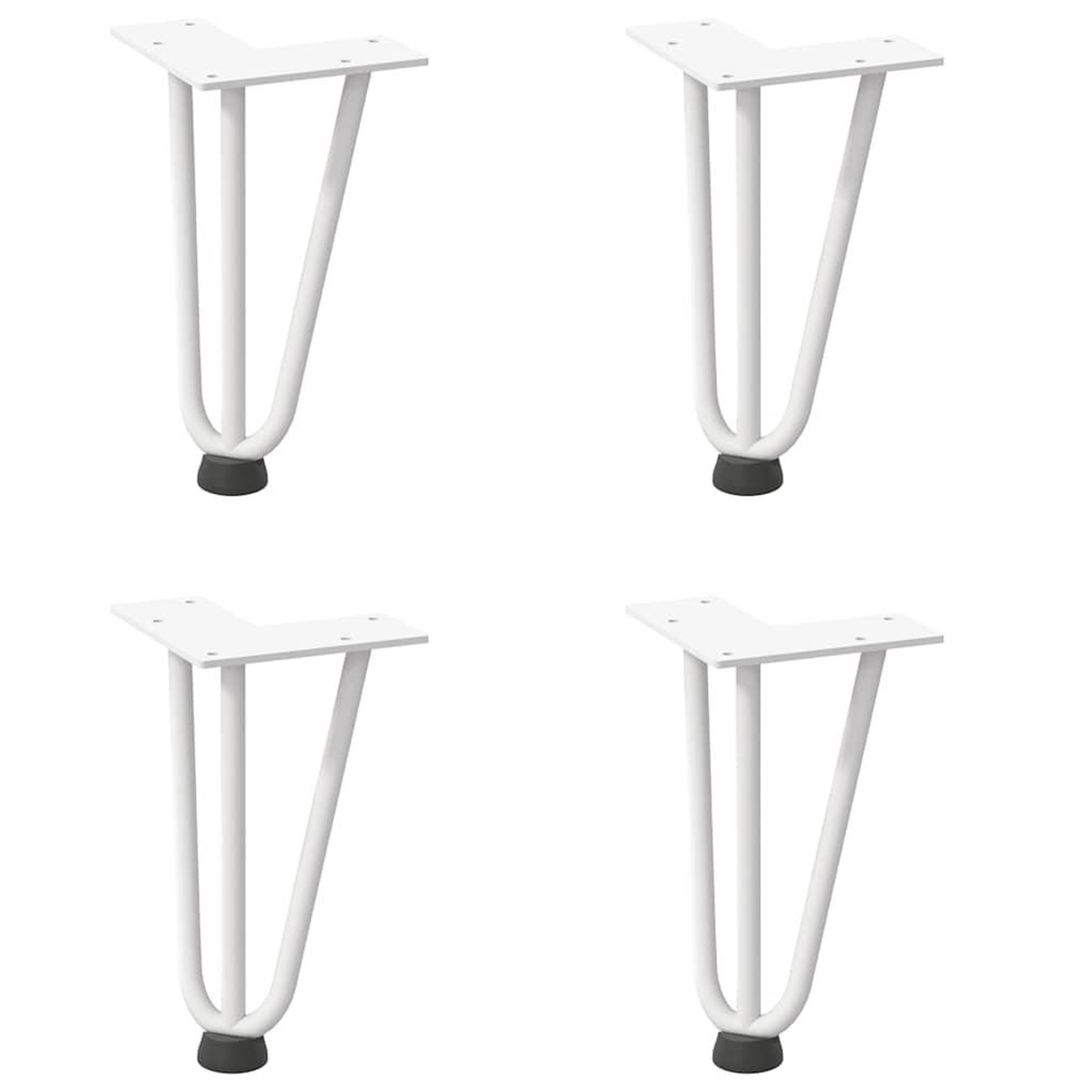 Voir la diapositive 2 : VIDAXL Pieds de table en forme d'epingle a cheveux 4 pcs blanc 20 cm