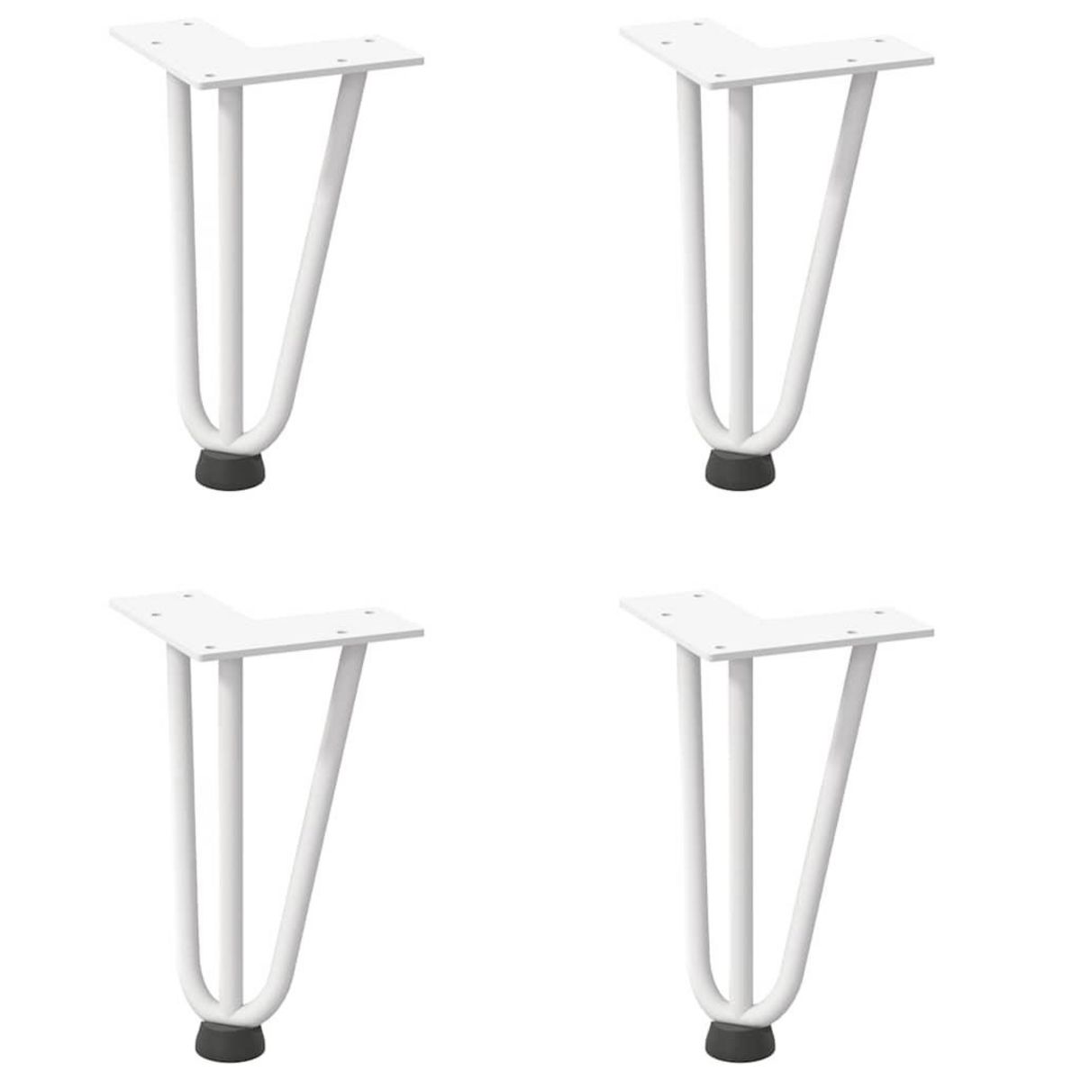 VIDAXL Pieds de table en forme d'epingle a cheveux 4 pcs blanc 20 cm