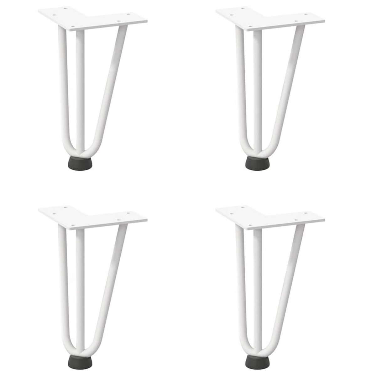 VIDAXL Pieds de table en forme d'epingle a cheveux 4 pcs blanc 20 cm