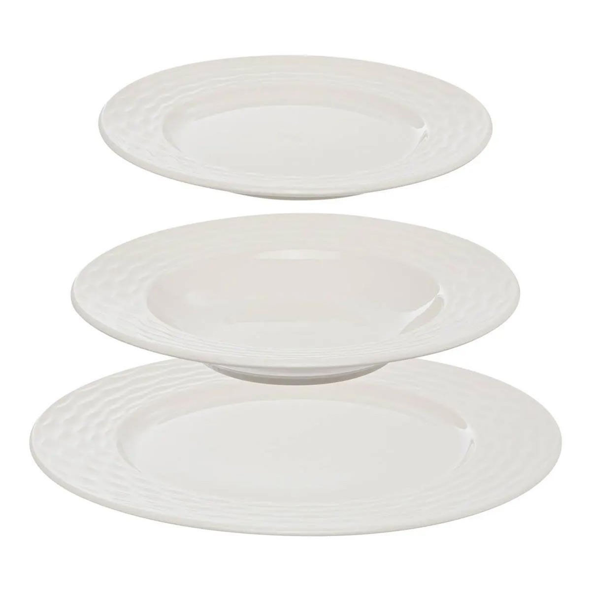 SECRET DE GOURMET Service de Table 12 Pièces  Paloma  27cm Blanc