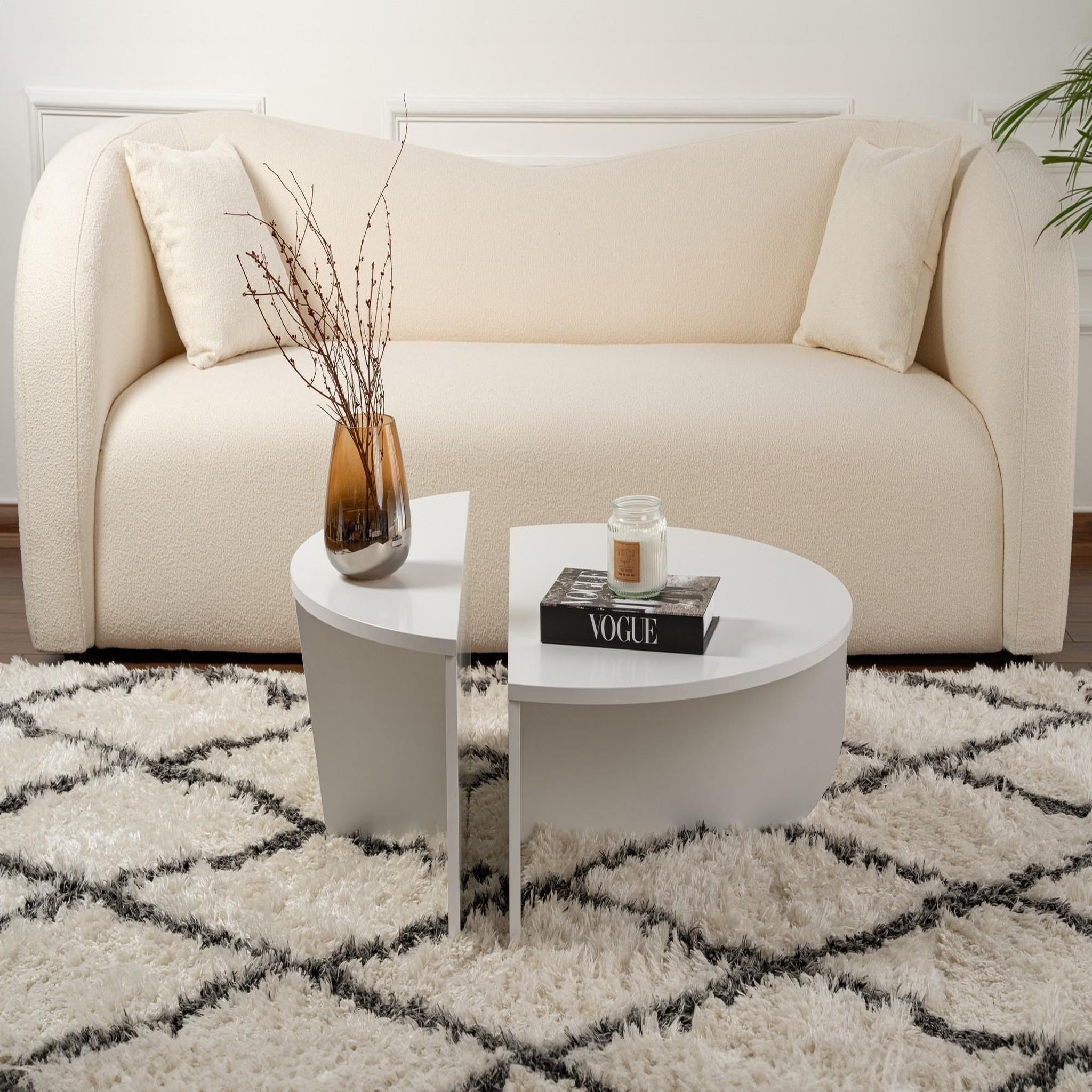 Voir la diapositive 4 : Habitat et Jardin Table basse en bois  orion  - 90 x 60 x 30 cm - blanc