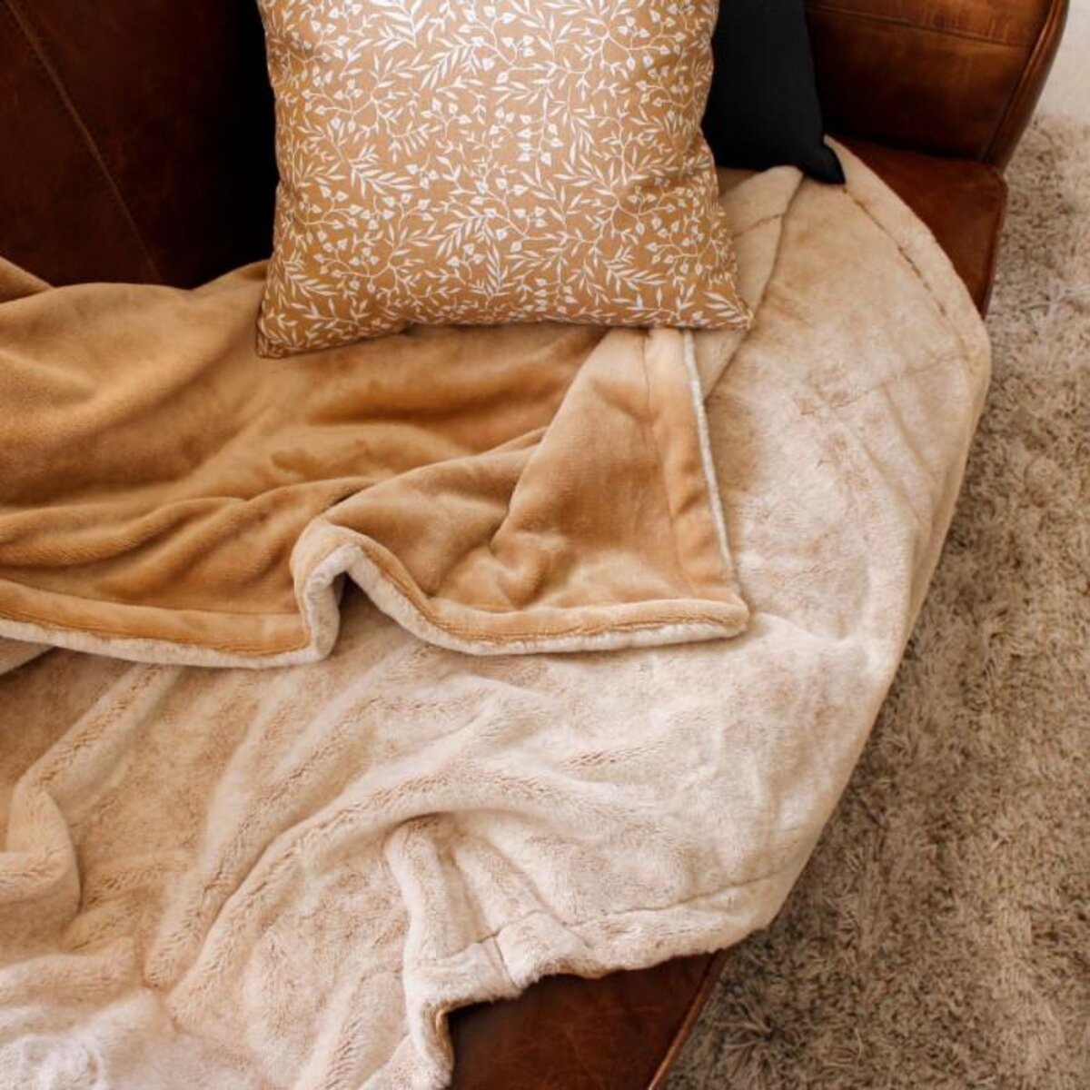 Paris Prix Plaid Imitation Fourrure  Rabbit  125x150cm Beige