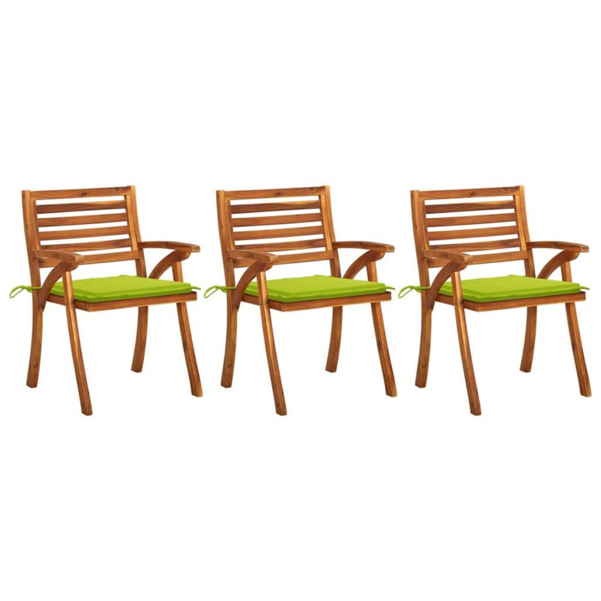 VIDAXL Chaises a manger de jardin avec coussins lot de 3 Acacia massif