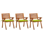 VIDAXL Chaises a manger de jardin avec coussins lot de 3 Acacia massif