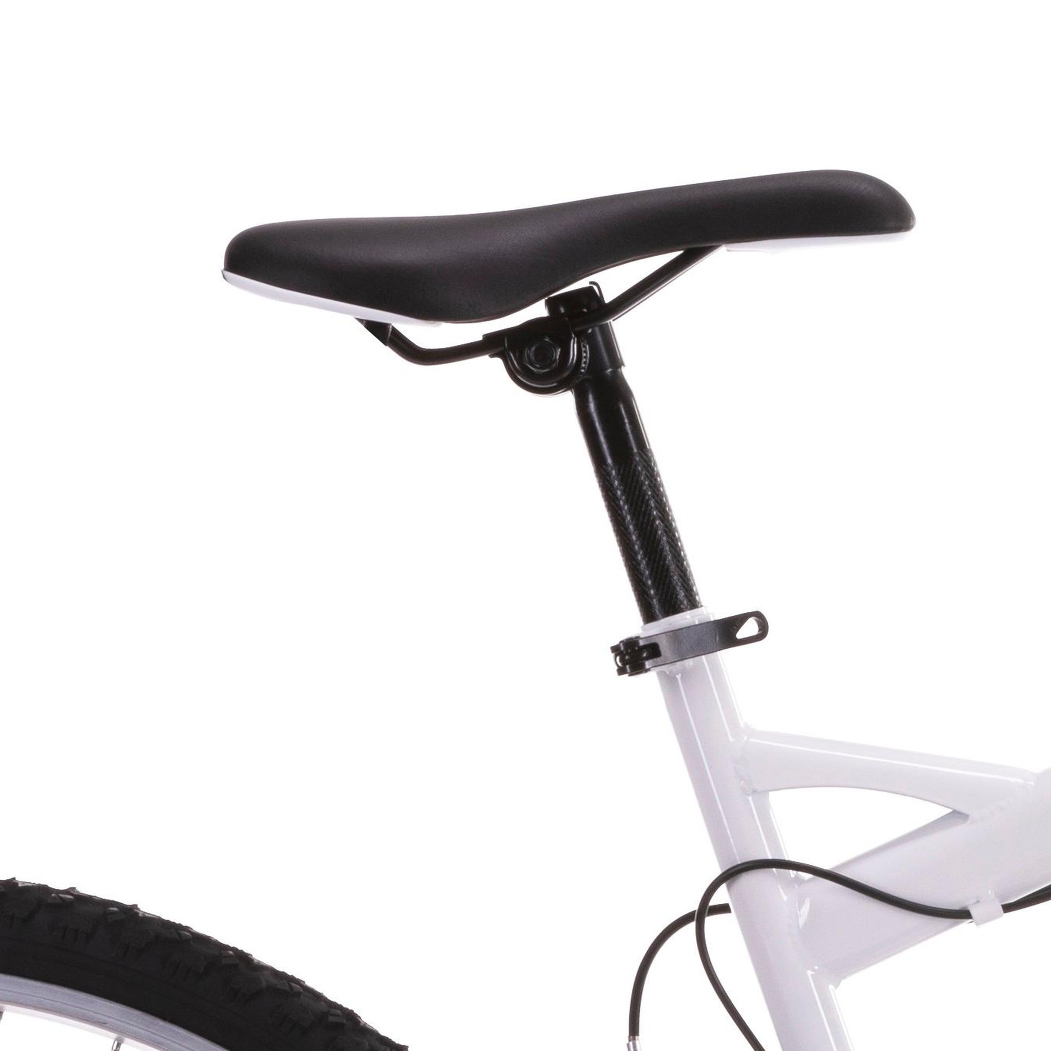 Voir la diapositive 4 : VTT 26'' - Vélo Tout Suspendu - 18 Vitesses - Poignées tournantes - Freins avant à disque et V-Brake arrière - Jantes Aluminium.