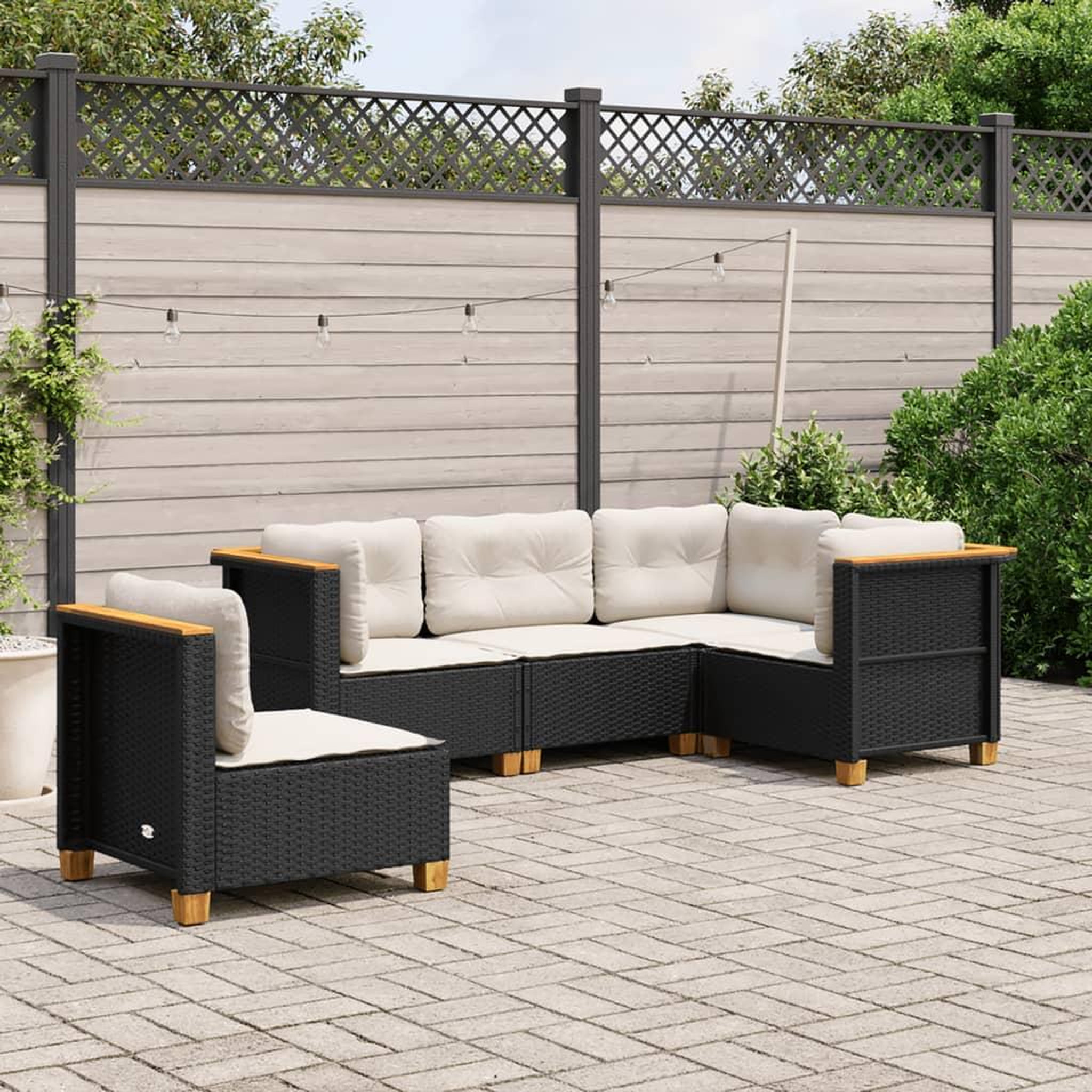 VIDAXL Salon de jardin 5 pcs avec coussins noir resine tressee