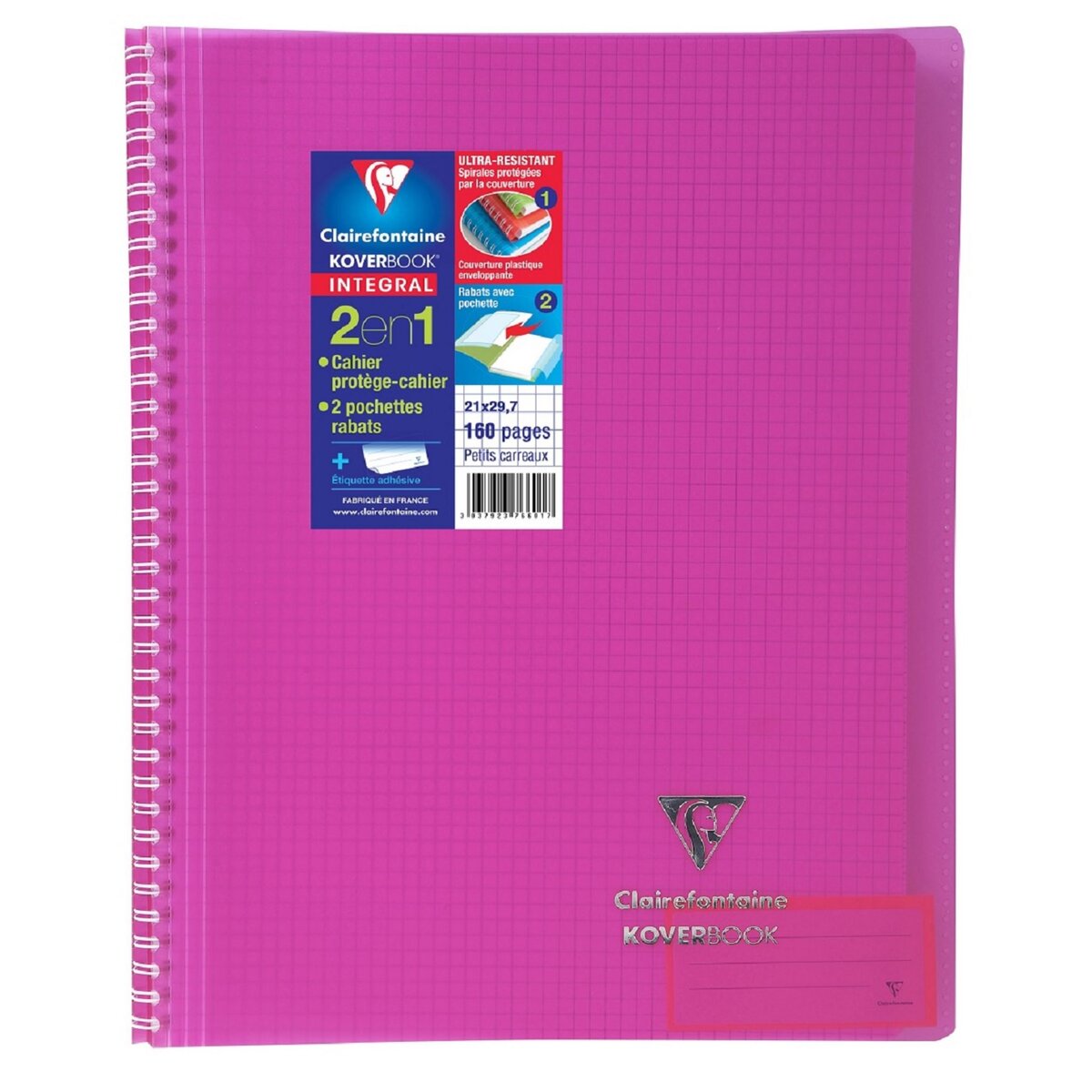 Clairefontaine Koverbook Blush Lilas A4 - Cahier Spirale 160 Pages Lignées 90g