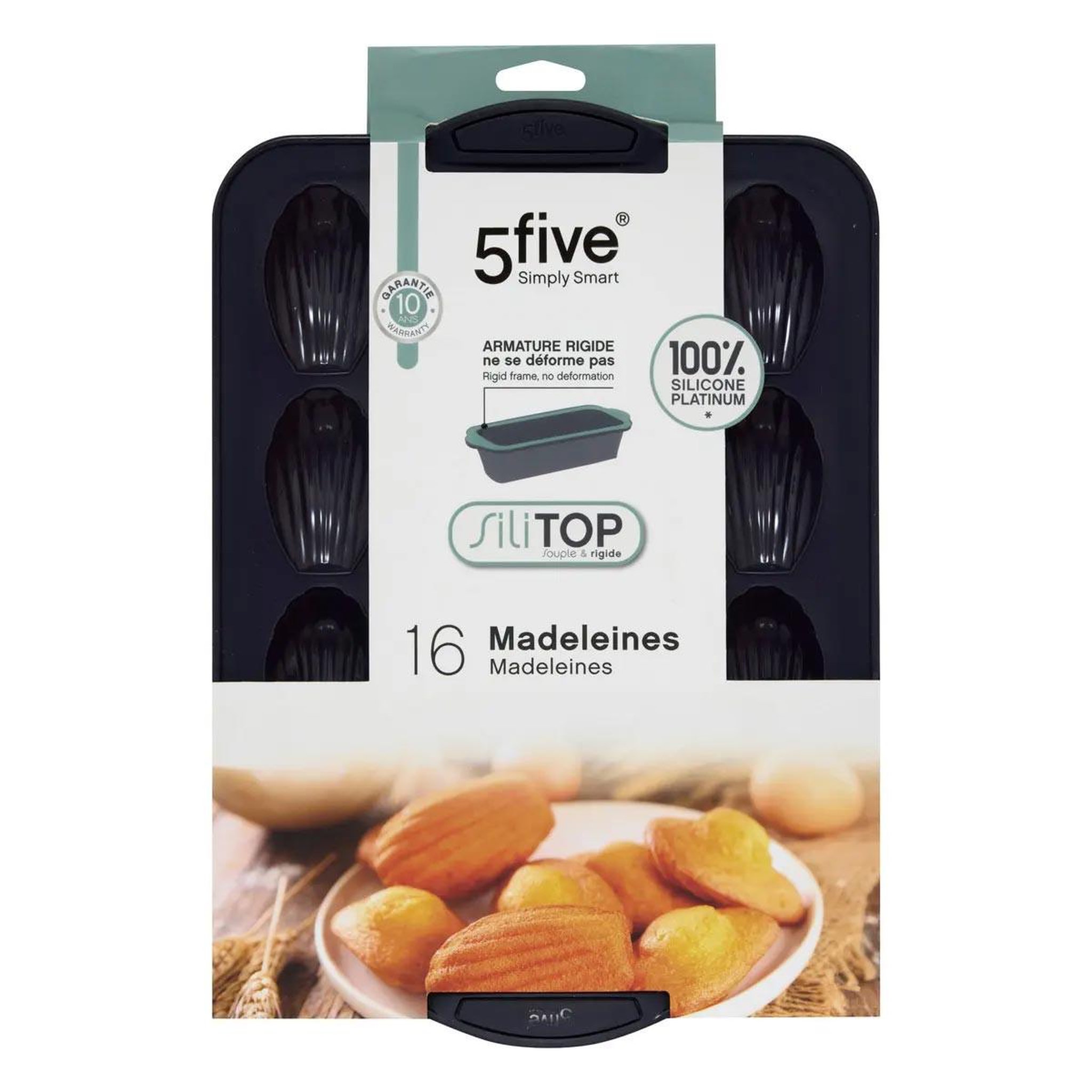 Voir la diapositive 3 : FIVE Moule 16 madeleines silicone  silitop  33cm gris