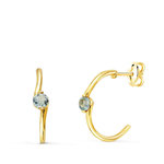 L'ATELIER D'AZUR Boucles d'Oreilles Demi Créoles Aigues-Marines - Or 18 Carats 750 Jaune